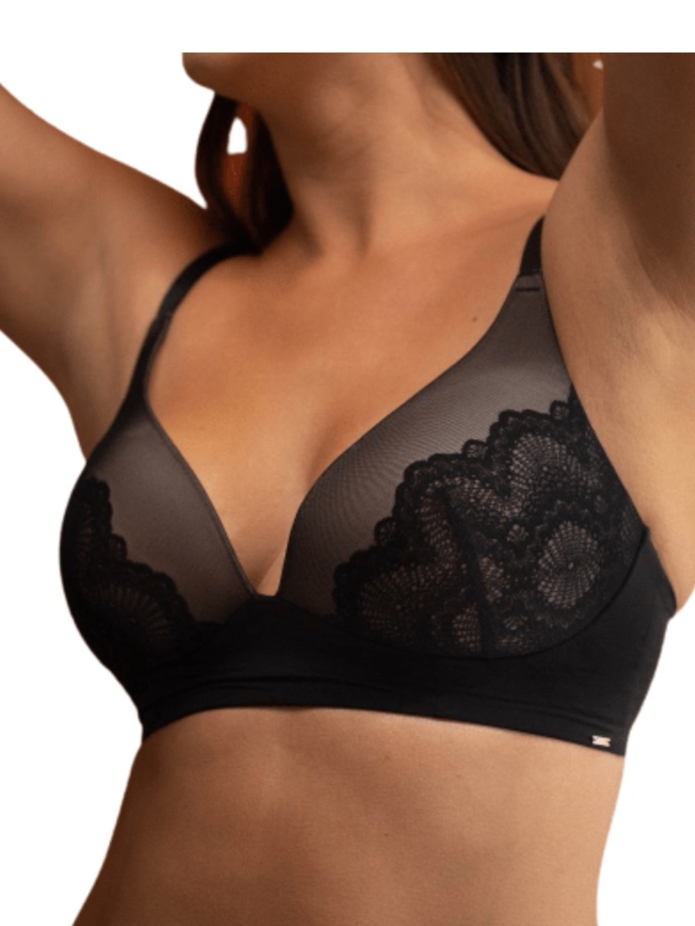 NWT Dorina Zuri Soft Bra Lace Sheer Black Size 38C